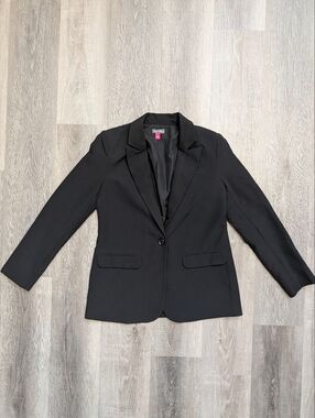 Vince Camuto Blazer Womens Small Black One Button Tailored Career Jacket Classic